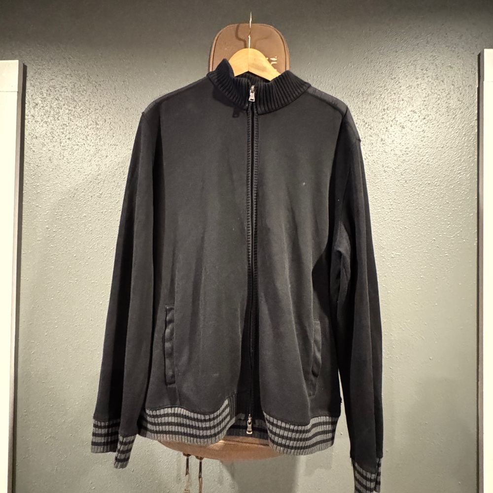 Boss Black label Hugo Boss vintage zip  Black Sweater with Gray Accents
